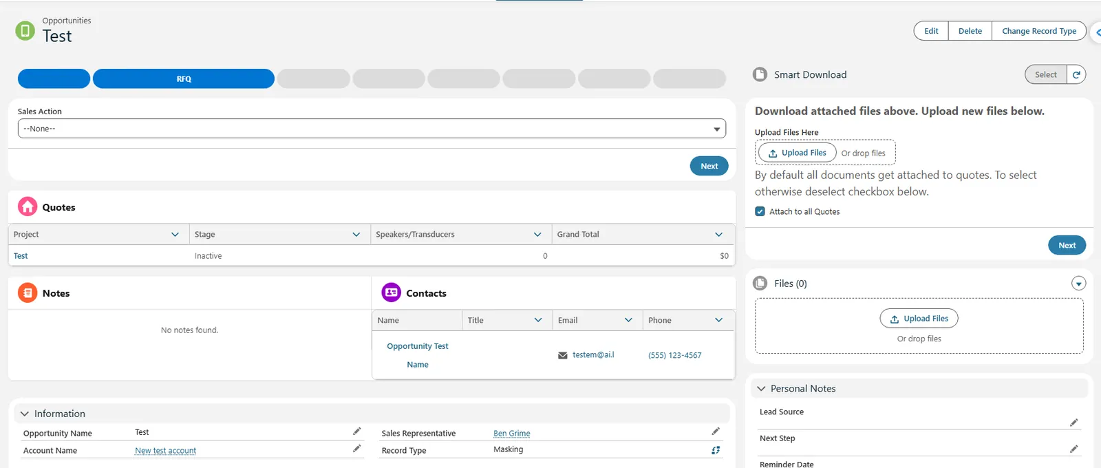Iteration 5 — custom LWC opportunity page with a guided path and managed-package file upload component